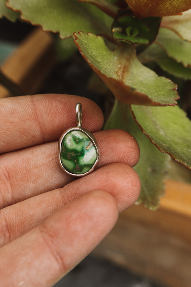 The Cibalo Pendant - Emerald Valley Turquoise and Fine Silver