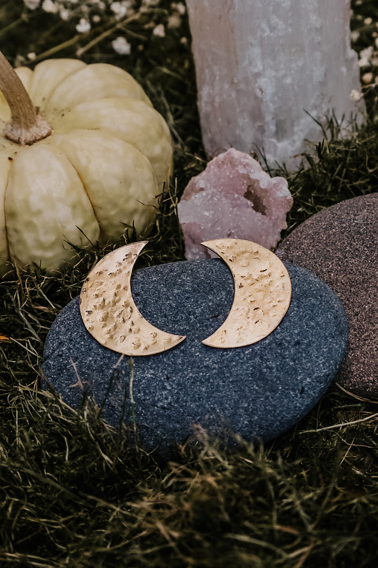 Golden Hour Large Textured Luna Studs